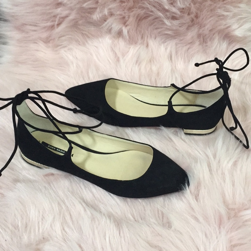 Zara ribbon black flats 38